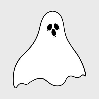 Flying Ghost Illustration. Funny Ghost icons. Cute ghost characters. Design elements for logo, badges, banners, labels, posters.