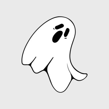 Flying Ghost Illustration. Funny Ghost icons. Cute ghost characters. Design elements for logo, badges, banners, labels, posters.
