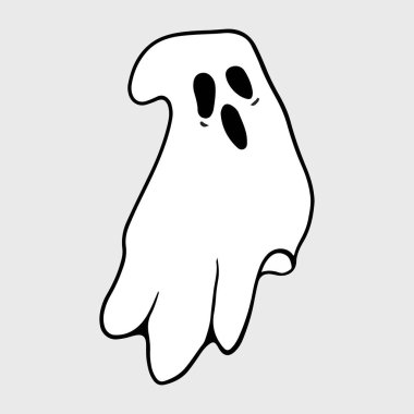 Flying Ghost Illustration. Funny Ghost icons. Cute ghost characters. Design elements for logo, badges, banners, labels, posters.