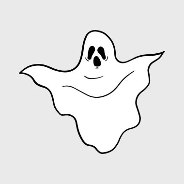 Flying Ghost Illustration. Funny Ghost icons. Cute ghost characters. Design elements for logo, badges, banners, labels, posters.