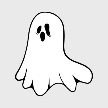 Flying Ghost Illustration. Funny Ghost icons. Cute ghost characters. Design elements for logo, badges, banners, labels, posters.