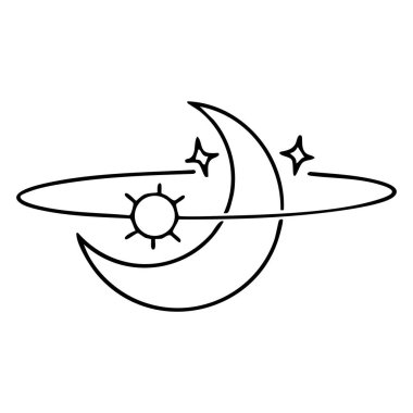 Mistik göksel tasarım elementleri. Yıldızlar, hilal ayları, takımyıldızları ve logolar için bölücüler içeren vektör simgesi.