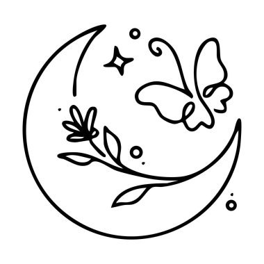 Mistik göksel tasarım elementleri. Yıldızlar, hilal ayları, takımyıldızları ve logolar için bölücüler içeren vektör simgesi.