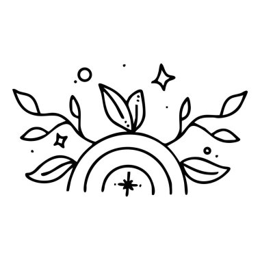 Mistik göksel tasarım elementleri. Yıldızlar, hilal ayları, takımyıldızları ve logolar için bölücüler içeren vektör simgesi.