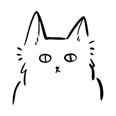 Şirin ve komik kediler çizim çiziyor. Çizgi film kedisi ya da kedi yavrusu tasarımı tasarımı. Kedi Etiketi Emoji