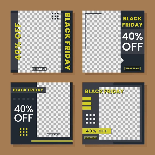 Collection Social Media Posts Templates Black Friday Edition Greatly Good — Stock Vector
