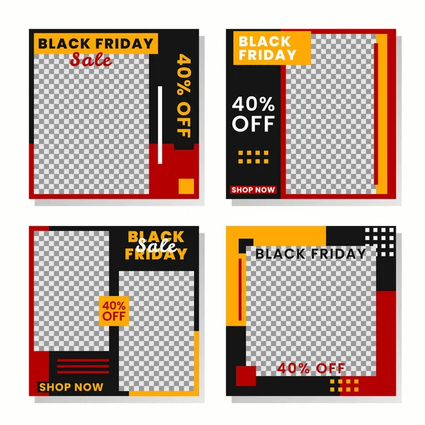 Collection Social Media Posts Templates Black Friday Edition Greatly Good — Stock Vector