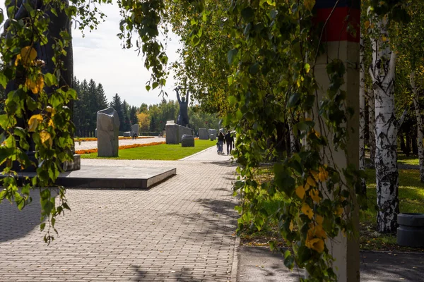 Geplaveid Pad Herfst Het Park — Stockfoto