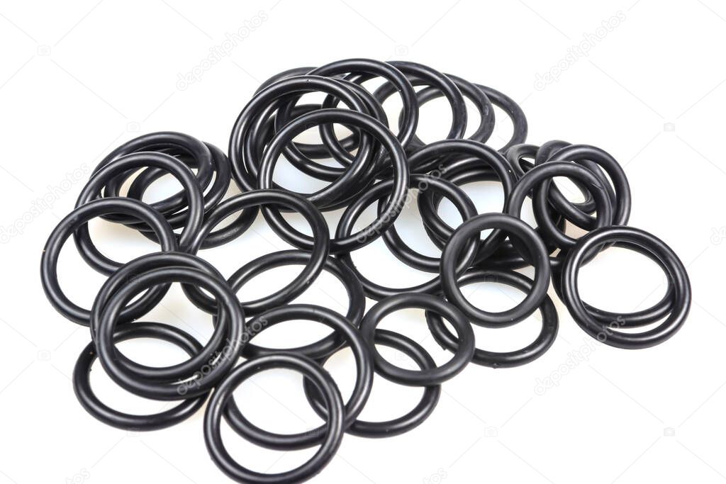 o-rings and gaskets in black on a white background