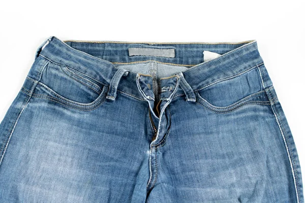 Belleza Moda Concepto Ropa Detalle Hermosos Pantalones Vaqueros Azules — Foto de Stock