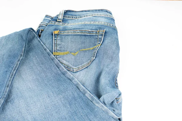 Bellezza Moda Concetto Abbigliamento Dettaglio Bellissimi Blue Jeans — Foto Stock