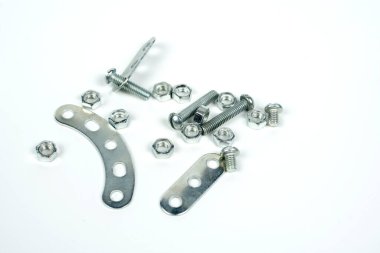 Beyaz arka planda çocuk metal üreticisinin çeşitli ayrıntıları