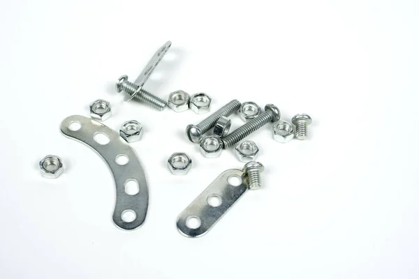 Beyaz arka planda çocuk metal üreticisinin çeşitli ayrıntıları