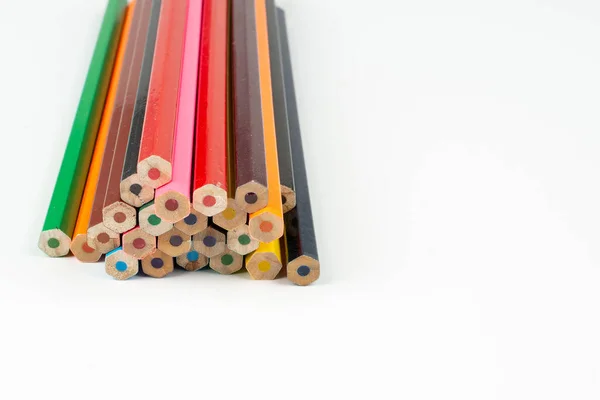 Stack Wooden Colored Pencils Drawing — Stock Photo, Image