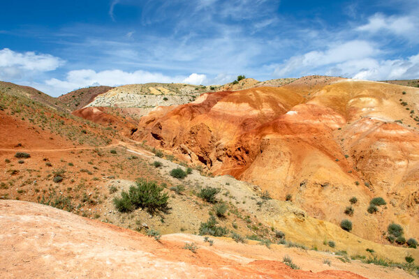 rocks from red sandstone in mountain Altai