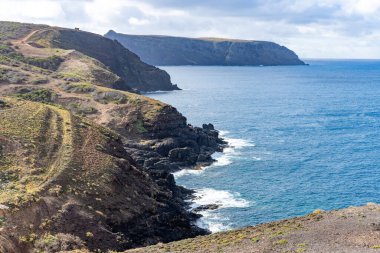 Porto Santo coastline from Flores Viewpoint in Porto Santo, Madeira, Portugal