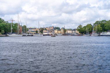 Stockholm, İsveç 'in liman manzarası