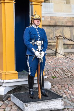 Stockholm, İsveç - 08.05.2025 Stockholm, İsveç Kraliyet Sarayı 'ndaki Kraliyet Muhafızları