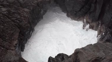 Natural Lava Rock Blowhole with Crashing Waves in Porto Moniz, Madeira, Portugal