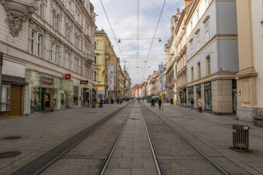 Graz, Austria - 10.19.2025: Historic Herrengasse Street in Graz, Austria with Classic European Architecture