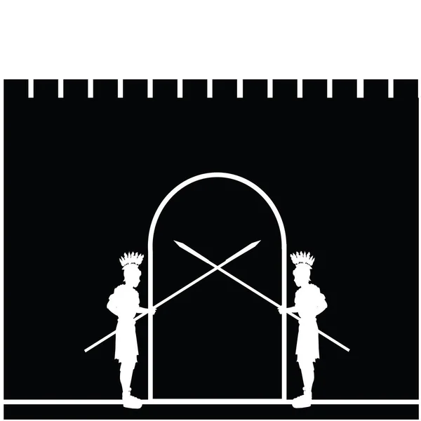 Roman Soldiers Block Exit Gate Walls Jerusalem Old City Figures — Stock Vector