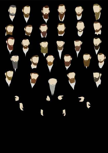 Gruppo Uomini Ebrei Ultra Ortodossi Osservanti Della Torah Abiti Tradizionali — Vettoriale Stock