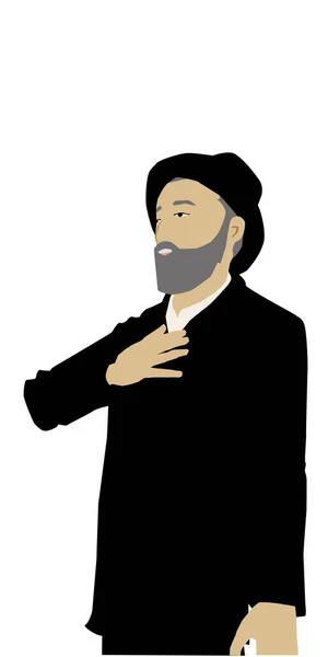 Isolated Figure Ultra Orthodox Religious Observant Jew Placing Hand His — Stock Vector