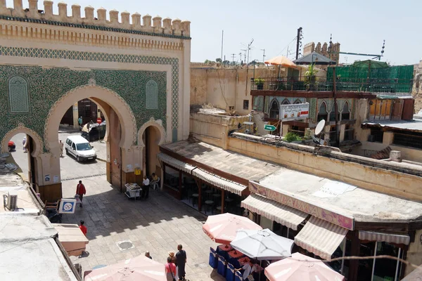 Фес Марокко 2013 Top View Fez Fes Bab Bou Jeloud — стоковое фото