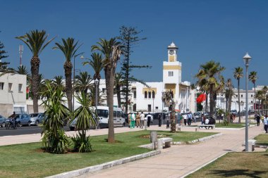 Main beach waterfront El-Jadida (historic colonial Portugues town of Mazagao), Morocco, 2013 with clock tower
