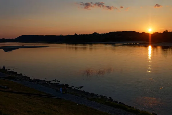 Pôr Sol Rio Vístula Perto Kazimierz Dolny Província Lublin Polônia — Fotografia de Stock