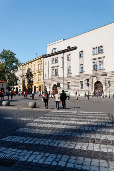 Cracow May 2012 Pedestrina Crossing Form Wawel Castle Szewska Street — Stock Photo, Image