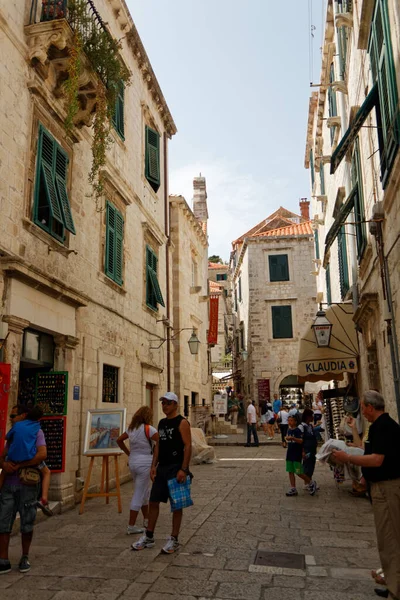 Dubrovnik Dalmacia Croacia 2010 Turistas Casco Antiguo Antes Gran Manía — Foto de Stock