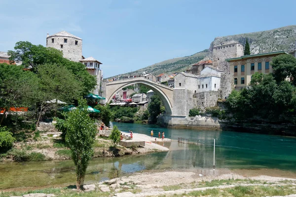 Mostar Bośnia Hercegowina Cze 2010 Małe Historyczne Miasteczko Słynnym Mostem — Zdjęcie stockowe