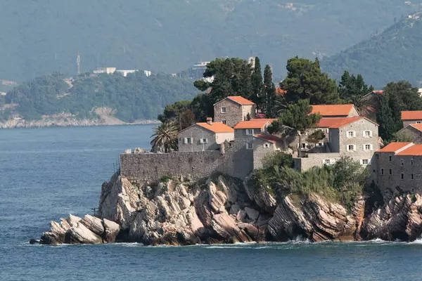 Montenegro 2010 Isla Sveti Stefan Con Lujosos Hoteles Vintage — Foto de Stock