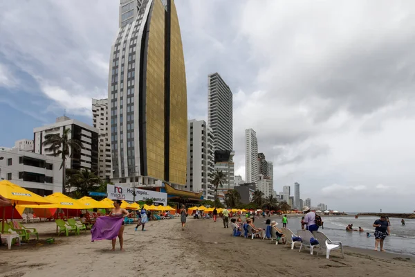 Juni 2019 Cartagena Indias Kolumbien Strände Bezirk Bocagrande Mit Wohnungen — Stockfoto