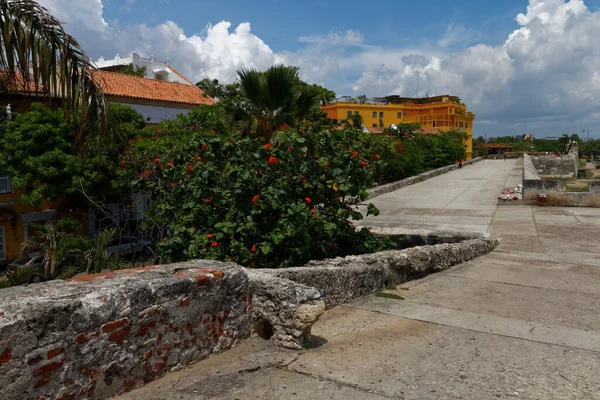 Junho 2019 Cartagena Indias Colombia Muralhas Defensivas Protegem Cidade Contra — Fotografia de Stock