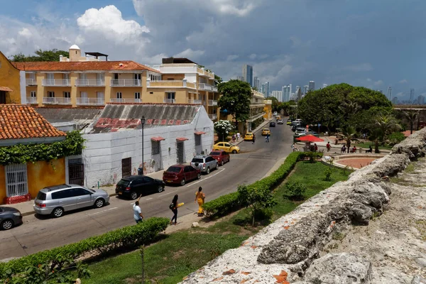 2019年6月 哥伦比亚卡塔赫纳德印第亚斯 防御墙保护该城免遭加勒比海海盗袭击 — 图库照片