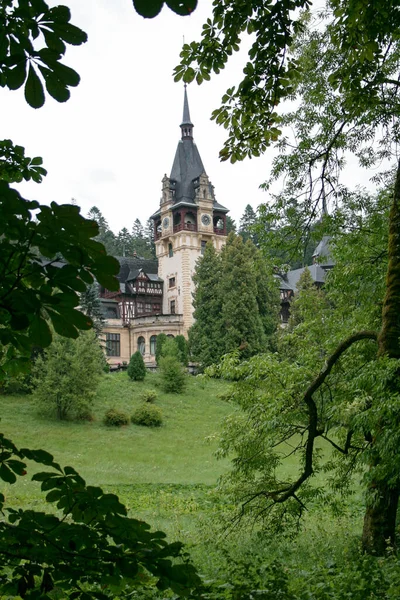 Zamek Peles Synaju Rumunia Deszczowy Letni Dzień 2007 — Zdjęcie stockowe