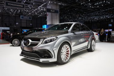 Geneva, İsviçre - 2016: 2016 Hamann Porsche 86 Cenevre Motor Show Palexpo içinde sunulan Macan 1 Mart