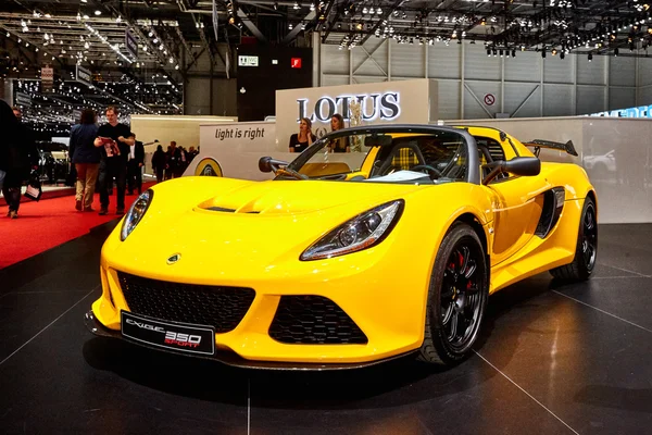 Geneva, Switzerland - March 1, 2016: 2016 Lotus Exige 350 Sport presented on the 86th Geneva Motor Show in the PalExpo — Stock Photo, Image