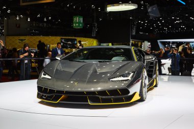 Geneva, İsviçre - 1 Mart 2016: 2016 Lamborghini Centenario Lp770-4 86 Cenevre Motor Show Palexpo içinde sunulan