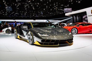 Geneva, İsviçre - 1 Mart 2016: 2016 Lamborghini Centenario Lp770-4 86 Cenevre Motor Show Palexpo içinde sunulan