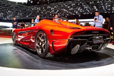 Geneva, İsviçre - 2016: 2016 Koenigsegg Regera 86 Cenevre Motor Show Palexpo içinde sunulan 1 Mart