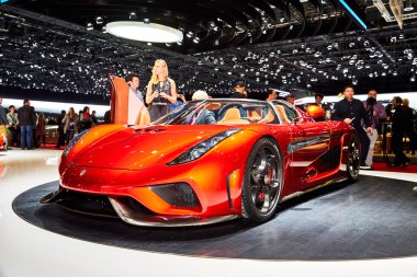 Geneva, İsviçre - 2016: 2016 Koenigsegg Regera 86 Cenevre Motor Show Palexpo içinde sunulan 1 Mart