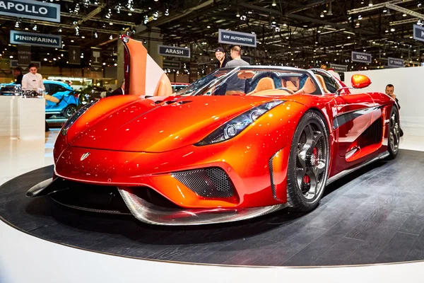 Geneva, İsviçre - 2016: 2016 Koenigsegg Regera 86 Cenevre Motor Show Palexpo içinde sunulan 1 Mart