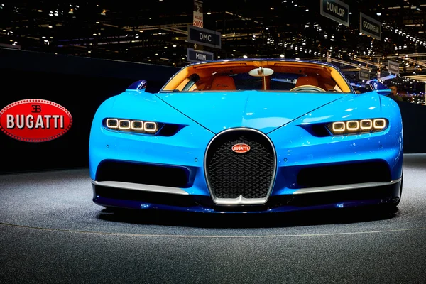 Ženeva, Švýcarsko - březen 1, 2016: 2016 Bugatti Chiron na 86 Geneva Motor Show v výstaviště Palexpo — Stock fotografie