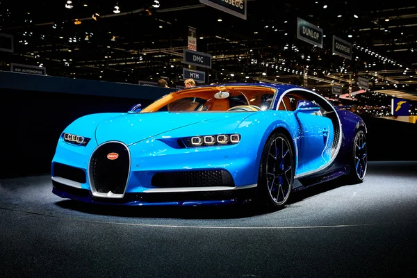 Geneva, İsviçre - 2016: 2016 Bugatti Chiron 86 Cenevre Motor Show Palexpo içinde sunulan 1 Mart