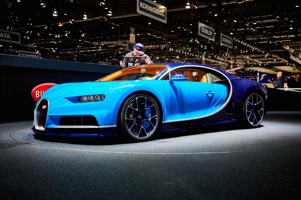 Geneva, İsviçre - 2016: 2016 Bugatti Chiron 86 Cenevre Motor Show Palexpo içinde sunulan 1 Mart — Stok fotoğraf