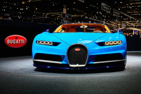 Ženeva, Švýcarsko - březen 1, 2016: 2016 Bugatti Chiron na 86 Geneva Motor Show v výstaviště Palexpo — Stock fotografie