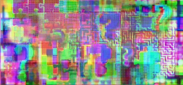 Signs Query Intricacies Jigsaw Puzzle Glitch Space Fuzziness Concept Background — Stock Photo, Image